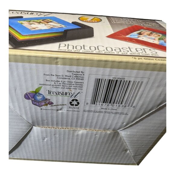 NEW Treasure IT 7 Piece Photo 4"x4" Coasters Rainbow Colors Beveled Glass Design - Picture 8 of 8